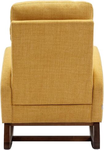 Goohome Rocking Chair, Linen Upholstered Glider Rocker for Nursery Comfy Armchair with Safe Solid Wood Base & Side Pocket for Living Room Bedroom Balcony Home Office in Saudi Arabia