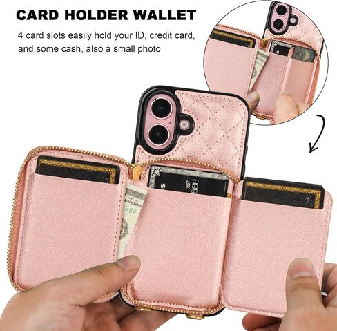 Bocasal Crossbody Wallet Case for iPhone 16, RFID Blocking PU Leather Zipper Handbag Purse Flip Cover, Kickstand Folio Case with Card Slots Holder Wrist Strap Lanyard 5G 6.1 Inch (Dark Blue) in Saudi Arabia