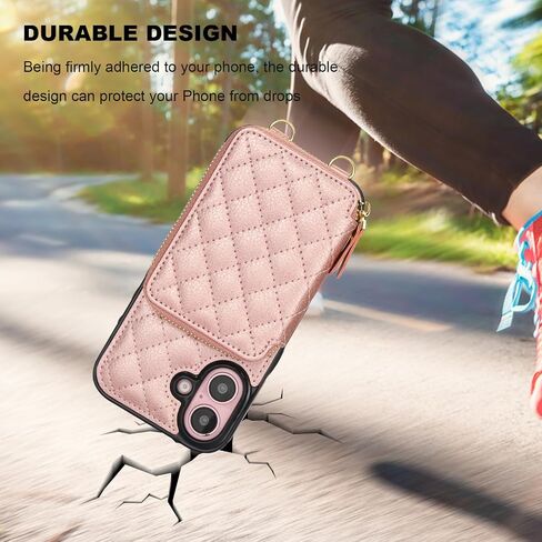 Bocasal Crossbody Wallet Case for iPhone 16, RFID Blocking PU Leather Zipper Handbag Purse Flip Cover, Kickstand Folio Case with Card Slots Holder Wrist Strap Lanyard 5G 6.1 Inch (Dark Blue) in Saudi Arabia
