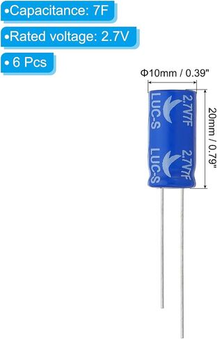 PATIKIL 2 قطعة 2.7 فولت 15F مكثف فائق، 0.51 × 0.51 × 0.98 بوصة مكثفات ألومنيوم فائقة، نوع ملفوف لتخزين الطاقة لتخزين الطاقة الاحتياطية على اللوحة in Saudi Arabia