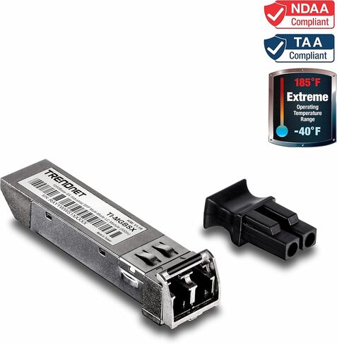 TRENDnet 1000Base- SX Industrial SFP to RJ45 Multi-Mode LC Module, TI-MGBSX, Up to 550m (1,804 Ft), IEE 802.3z, ANSI Fiber Channel, Data Rates up to 1.25Gbps, LC-Type Duplex, Lifetime Protection in Kuwait