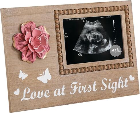 Wooden Ultrasound Picture Frames 4x6 Photo, Expecting Mothers Day Gifts, Pregnancy Gifts For Women, Love At First Sight Sonogram Photo Frame, New Mom To Be Gift,Gender Reveal Baby Shower Gifts Pink in Saudi Arabia