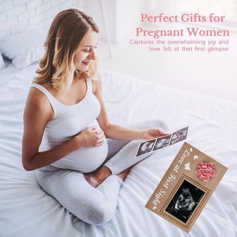 Wooden Ultrasound Picture Frames 4x6 Photo, Expecting Mothers Day Gifts, Pregnancy Gifts For Women, Love At First Sight Sonogram Photo Frame, New Mom To Be Gift,Gender Reveal Baby Shower Gifts Pink in Saudi Arabia