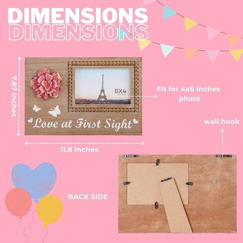 Wooden Ultrasound Picture Frames 4x6 Photo, Expecting Mothers Day Gifts, Pregnancy Gifts For Women, Love At First Sight Sonogram Photo Frame, New Mom To Be Gift,Gender Reveal Baby Shower Gifts Pink in Saudi Arabia
