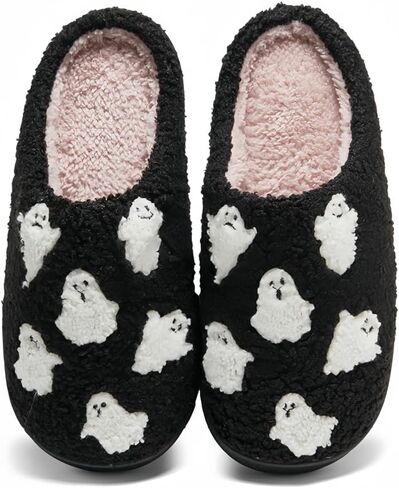 Ghost Face Slippers for Women Men,Retro Soft Cozy Comfy Plush Lightweight halloween Slippers Slip-on Indoor Outdoor Slippers,Slip on Anti-Skid Sole,Christmas Slippers House Shoes in Saudi Arabia
