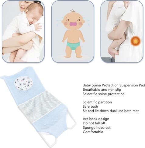 Bathtub Support Net, Ergonomic Baby Mesh Bath Cushion Removable Slip Resistant for Home (SkyBlue) in Saudi Arabia