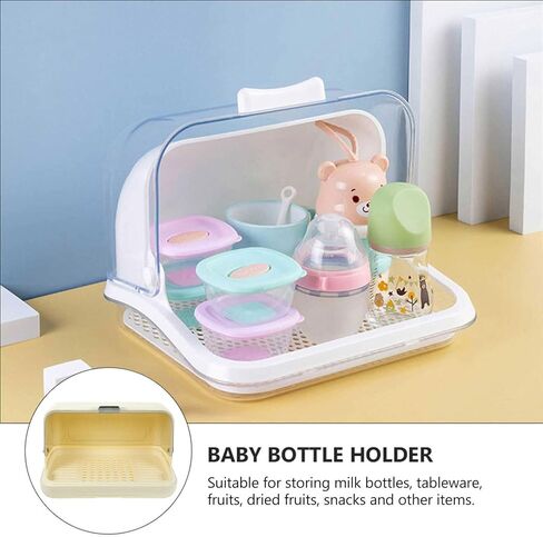 Alipis Baby Bottle Drying Rack Container with Drainer and Lid Portable Cutlery Box Container Bottle Holder Kitchen Plate Cup Tray Cutlery Drainer White in Kuwait