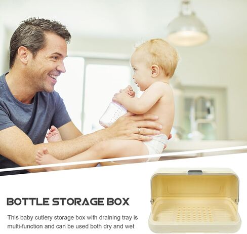Alipis Baby Bottle Drying Rack Container with Drainer and Lid Portable Cutlery Box Container Bottle Holder Kitchen Plate Cup Tray Cutlery Drainer White in Kuwait