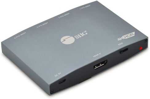 SIIG 4K HDMI Splitter 1 in 4 Out، HDR مع EDID، 1x4 HDMI Splitter، HDCP 2.2/1.4، HDR، عرض النطاق الترددي 18 جيجابت في الثانية، إدارة EDID، متوافق مع TAA (CE-H26K11-S1) in Saudi Arabia