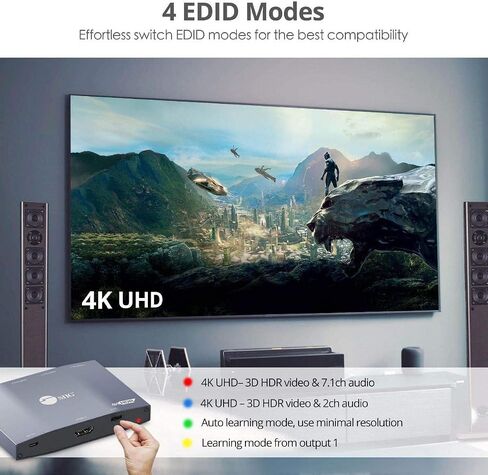 SIIG 4K HDMI Splitter 1 in 4 Out، HDR مع EDID، 1x4 HDMI Splitter، HDCP 2.2/1.4، HDR، عرض النطاق الترددي 18 جيجابت في الثانية، إدارة EDID، متوافق مع TAA (CE-H26K11-S1) in Saudi Arabia