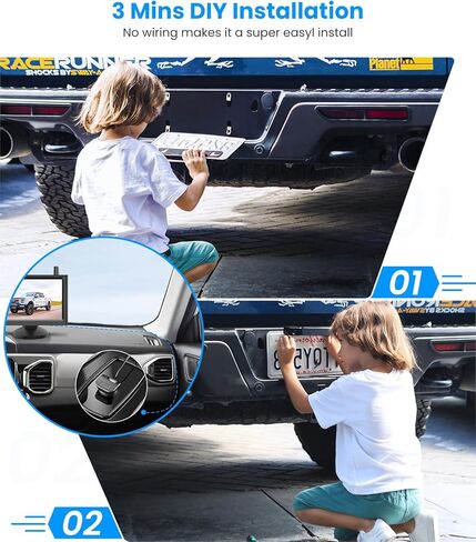 كاميرا احتياطية لاسلكية تعمل بالطاقة الشمسية من AUTO-VOX مع شاشة عالية الدقة مقاس 5 بوصات، تركيب يدوي لمدة 3 دقائق وأنظمة كاميرا احتياطية تعمل بالبطارية، كاميرا عكسية مقاومة للماء IP69K للسيارة والشاحنة وسيارات الدفع الرباعي وشاحنة صغيرة ومقطورة in Kuwait