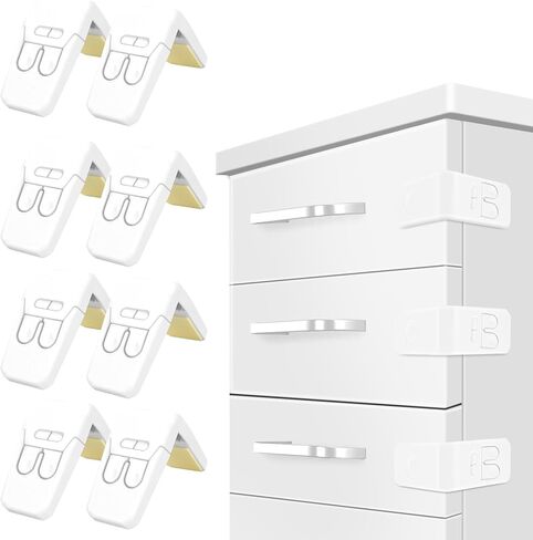FYY Cabinet Locks for Babies - 8 Pack Child Proof Cabinet Locks Child Safety Locks for Cabinets Baby Proofing Angle Type Drawer Locks Latches with Strong Adhesive for Drawers Doors Cabinets in Saudi Arabia