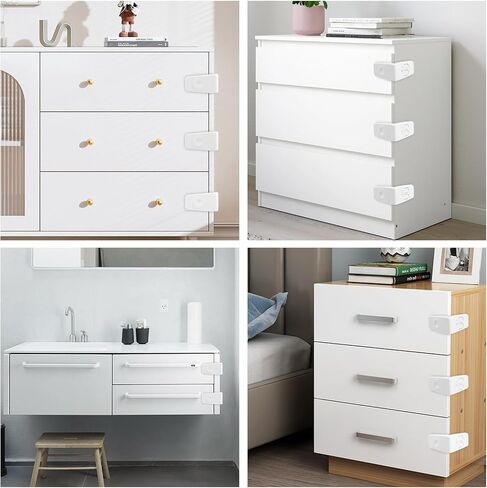 FYY Cabinet Locks for Babies - 8 Pack Child Proof Cabinet Locks Child Safety Locks for Cabinets Baby Proofing Angle Type Drawer Locks Latches with Strong Adhesive for Drawers Doors Cabinets in Saudi Arabia