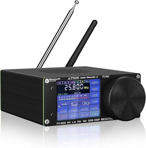 جهاز استقبال راديو على الموجات القصيرة AST25 MAX-Decoder ii Si4732 V4.17، مقاومة إدخال هوائي HI-Z FM AM MW LW SW SSB CW، جهاز استقبال راديو لجميع النطاقات، جهاز فك تشفير 8 أوضاع مع وظيفة LNA، بطارية 4000 مللي أمبير in Kuwait