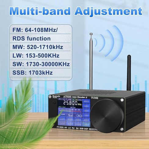 جهاز استقبال راديو على الموجات القصيرة AST25 MAX-Decoder ii Si4732 V4.17، مقاومة إدخال هوائي HI-Z FM AM MW LW SW SSB CW، جهاز استقبال راديو لجميع النطاقات، جهاز فك تشفير 8 أوضاع مع وظيفة LNA، بطارية 4000 مللي أمبير in Kuwait