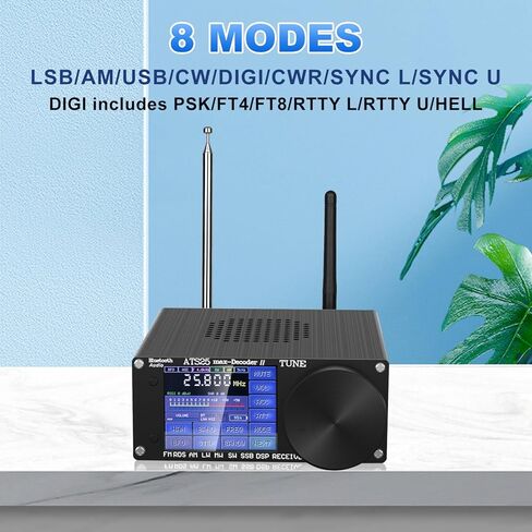 جهاز استقبال راديو على الموجات القصيرة AST25 MAX-Decoder ii Si4732 V4.17، مقاومة إدخال هوائي HI-Z FM AM MW LW SW SSB CW، جهاز استقبال راديو لجميع النطاقات، جهاز فك تشفير 8 أوضاع مع وظيفة LNA، بطارية 4000 مللي أمبير in Kuwait