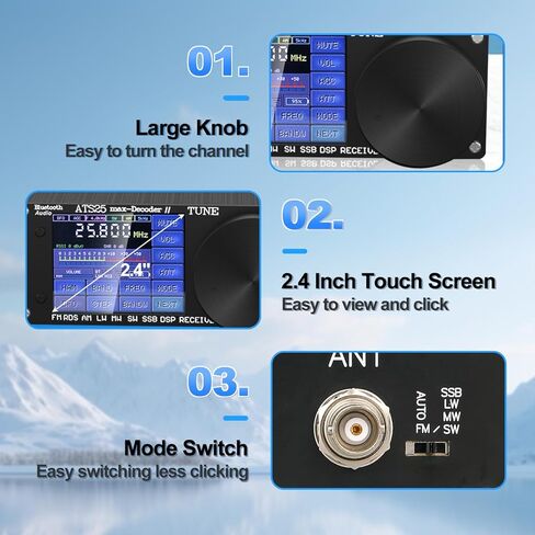 جهاز استقبال راديو على الموجات القصيرة AST25 MAX-Decoder ii Si4732 V4.17، مقاومة إدخال هوائي HI-Z FM AM MW LW SW SSB CW، جهاز استقبال راديو لجميع النطاقات، جهاز فك تشفير 8 أوضاع مع وظيفة LNA، بطارية 4000 مللي أمبير in Kuwait