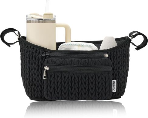 Stroller Organizer - Stylish 3D Herringbone Quilting Nylon, Universal Fit, Detachable Bag, Adjustable Multi-Storage for Baby Essentials in Saudi Arabia