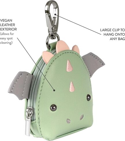 TWELVElittle Dragon Pouch, Pacifier Holder for Diaper Bags. Vegan Leather pouch charm. Easily Clips on to a Diaper Bag in Saudi Arabia