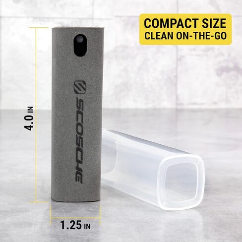 Scosche SCOCLNR20ML-2PK Natural Cell Phone Screen Cleaner Spray and Wipe, 20 ML Bottle for iPhone, Laptop Computer, TV, Car Screen Cleaner, Electronic Touchscreen Cleaner with Microfiber Cloth, 2 Pack in Saudi Arabia