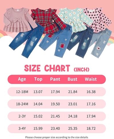 Mioglrie Toddler Baby Girl Clothes 2T 3T 4T 12 18 24 Months Toddler Fall Winter Girls Outfit Jeans Pants Clothing Set in Saudi Arabia