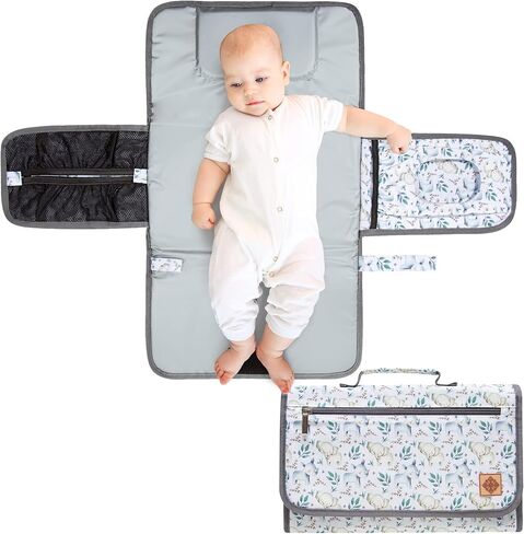Portable Diaper Changing Pad by Candid Goods, Baby Changing Pad, Diaper Bag or Changing Table Pad with Smart Wipes Pocket, Lightweight & Waterproof Travel Changing Mat for Newborns (Jungle Vibes) in Saudi Arabia