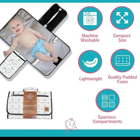 Portable Diaper Changing Pad by Candid Goods, Baby Changing Pad, Diaper Bag or Changing Table Pad with Smart Wipes Pocket, Lightweight & Waterproof Travel Changing Mat for Newborns (Jungle Vibes) in Saudi Arabia