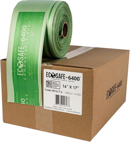 حقيبة صديقة للبيئة معتمدة قابلة للتحلل - 6400 HB4248-85 - أكياس خضراء مقاس 42 × 48 بوصة بسعة 55 جالونًا - بطانة قوية للغاية مقاومة للتسرب والثقب والتمزق، عبوة من 80 قطعة in Saudi Arabia