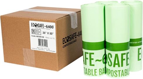 حقيبة صديقة للبيئة معتمدة قابلة للتحلل - 6400 HB4248-85 - أكياس خضراء مقاس 42 × 48 بوصة بسعة 55 جالونًا - بطانة قوية للغاية مقاومة للتسرب والثقب والتمزق، عبوة من 80 قطعة in Saudi Arabia