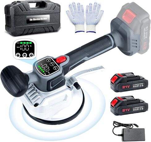 Tile Vibration Tool,Prodcyc Cordless Tile Vibration Leveling Machine with LCD Display & 2 Battery, Tile Suction Cup Vibrating Tool 10 Adjustable Speed,Tile Tools for Floor,Tile,Wall (Charcoal Black) in Saudi Arabia