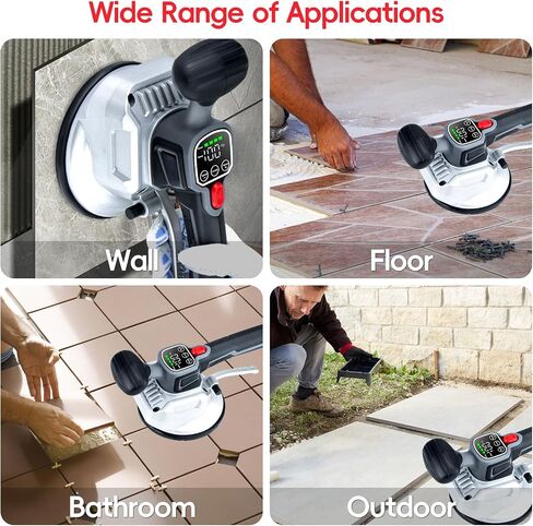 Tile Vibration Tool,Prodcyc Cordless Tile Vibration Leveling Machine with LCD Display & 2 Battery, Tile Suction Cup Vibrating Tool 10 Adjustable Speed,Tile Tools for Floor,Tile,Wall (Charcoal Black) in Saudi Arabia