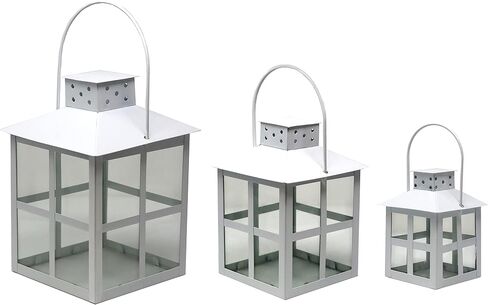 Decorative Square Carriage Style Candle Lanterns, Set of 3 (Black) in Kuwait