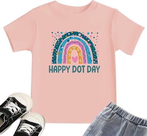 Zylkoy Happy Dot Day Shirts for Girls Rainbow Graphic Top Cute Dots Baby Girls T-Shirt International Outfit for Youth Girls in Saudi Arabia