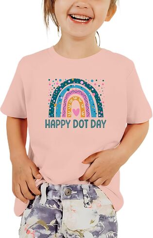 Zylkoy Happy Dot Day Shirts for Girls Rainbow Graphic Top Cute Dots Baby Girls T-Shirt International Outfit for Youth Girls in Saudi Arabia