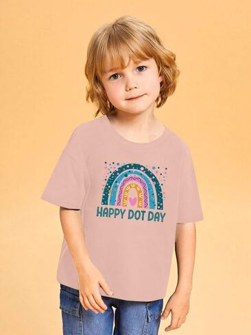Zylkoy Happy Dot Day Shirts for Girls Rainbow Graphic Top Cute Dots Baby Girls T-Shirt International Outfit for Youth Girls in Saudi Arabia