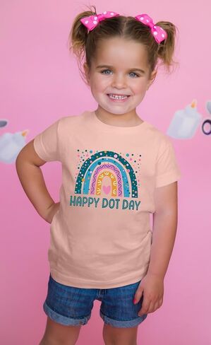 Zylkoy Happy Dot Day Shirts for Girls Rainbow Graphic Top Cute Dots Baby Girls T-Shirt International Outfit for Youth Girls in Saudi Arabia