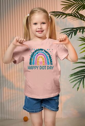 Zylkoy Happy Dot Day Shirts for Girls Rainbow Graphic Top Cute Dots Baby Girls T-Shirt International Outfit for Youth Girls in Saudi Arabia