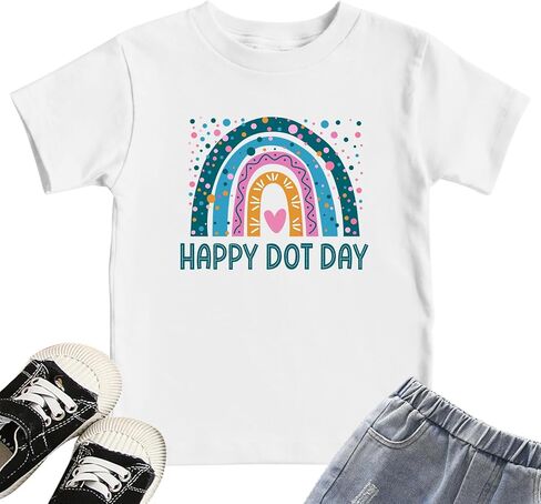 Zylkoy Happy Dot Day Shirts for Girls Rainbow Graphic Top Cute Dots Baby Girls T-Shirt International Outfit for Youth Girls in Saudi Arabia