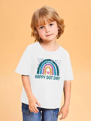Zylkoy Happy Dot Day Shirts for Girls Rainbow Graphic Top Cute Dots Baby Girls T-Shirt International Outfit for Youth Girls in Saudi Arabia