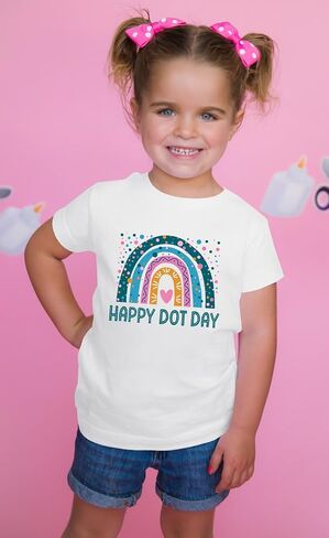 Zylkoy Happy Dot Day Shirts for Girls Rainbow Graphic Top Cute Dots Baby Girls T-Shirt International Outfit for Youth Girls in Saudi Arabia