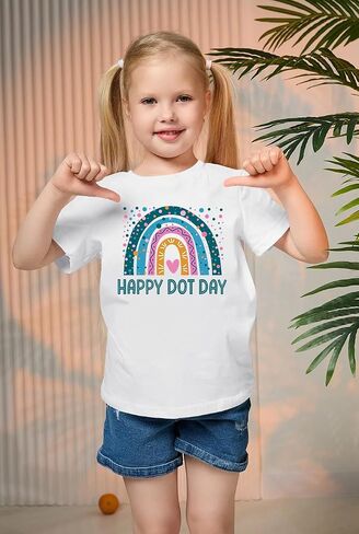 Zylkoy Happy Dot Day Shirts for Girls Rainbow Graphic Top Cute Dots Baby Girls T-Shirt International Outfit for Youth Girls in Saudi Arabia
