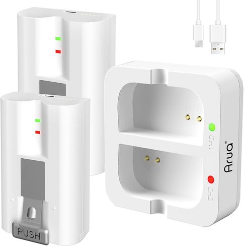 Arua 2-Packs 6040mAh 3.65V Replacement Battery and Dual Charger Kit Compatible with Ring-Doorbell Camera 2/3/4, Spotlight Camera & Stick Up Cam, Indoor-Outdoor Camera in Kuwait