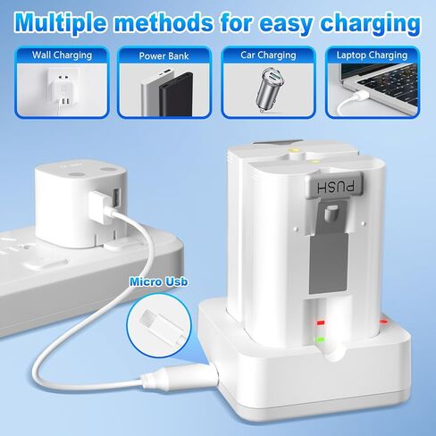 Arua 2-Packs 6040mAh 3.65V Replacement Battery and Dual Charger Kit Compatible with Ring-Doorbell Camera 2/3/4, Spotlight Camera & Stick Up Cam, Indoor-Outdoor Camera in Kuwait