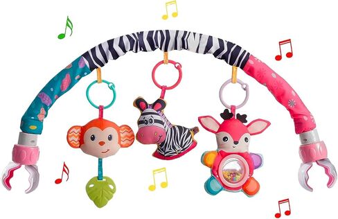 Baby Stroller Arch Toys, Crib Mobile for Infants Adjustable Bassinet Mobile with Universal Clamps, Activity Toy Bar for Baby Bouncer Newborn Car Seat Toys Stroller Toys Sense Toys for Baby 0-12 Months in Saudi Arabia