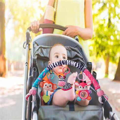 Baby Stroller Arch Toys, Crib Mobile for Infants Adjustable Bassinet Mobile with Universal Clamps, Activity Toy Bar for Baby Bouncer Newborn Car Seat Toys Stroller Toys Sense Toys for Baby 0-12 Months in Saudi Arabia
