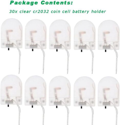 30 PCS CR2032 Battery Holder with Switch, Coin Cell Battery Holder with Leads, CR2032 Coin Cell Battery Holder (Transparent) in Saudi Arabia