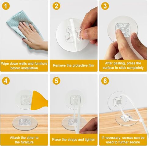 32 قطعة من مرساة الأثاث لحماية الأطفال، مرساة حائط مضادة للطرف للأثاث، ذاتية اللصق، آمنة بوزن 196 كجم، أشرطة زلزالية بدون مثقاب للأثاث in Kuwait