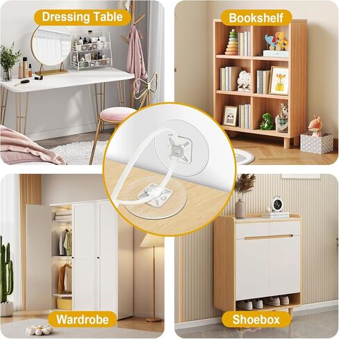 32 قطعة من مرساة الأثاث لحماية الأطفال، مرساة حائط مضادة للطرف للأثاث، ذاتية اللصق، آمنة بوزن 196 كجم، أشرطة زلزالية بدون مثقاب للأثاث in Kuwait