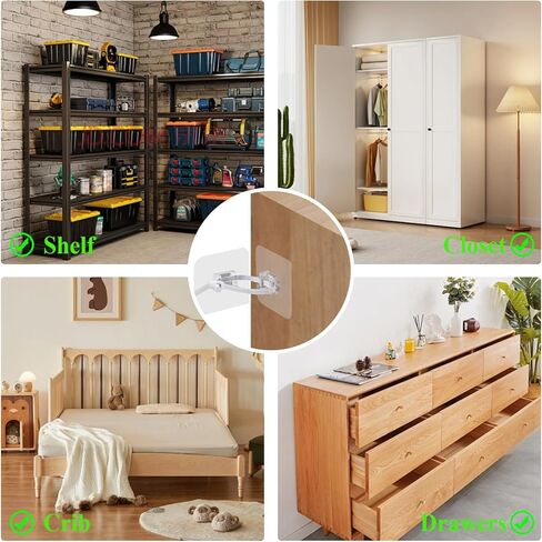 Chris.W 32 قطعة من مرساة الأثاث، أشرطة أثاث مطورة بدون حفر لحماية الطفل، أشرطة أمان للتلفزيون لاصقة مضادة للطرف تستخدم لمنع السقوط وأشرطة مضادة للطرف لسلامة الأطفال (مربع) in Kuwait