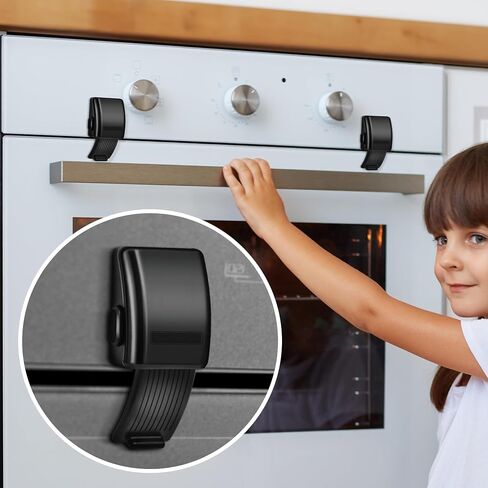 7 Packs Child Safety Heat-Resistant Oven Door Lock and Gas Stove Baby Safety Products Silicone Knob Locks, Child Proof Ove Knob Cover for Baby Pet safety, 3M Adhesive,No Screws or Drill - Black in Saudi Arabia